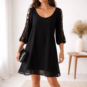 Lily Morgan Sheer Overlay Midi Dress | Crisscross Cutout Sleeve Back Detail | XL